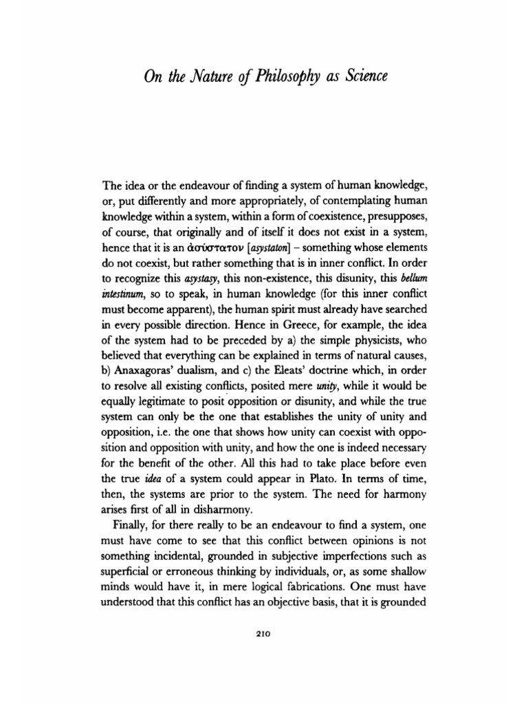 Schelling - On The Nature of Philosophy As A Science | PDF