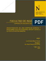 Investigación de Una Empresa Minera y Describir Sus Actividades Desde Cateo A La Explotacion Minera.