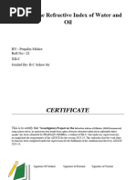 Finding The Refractive Index of Water and Oil