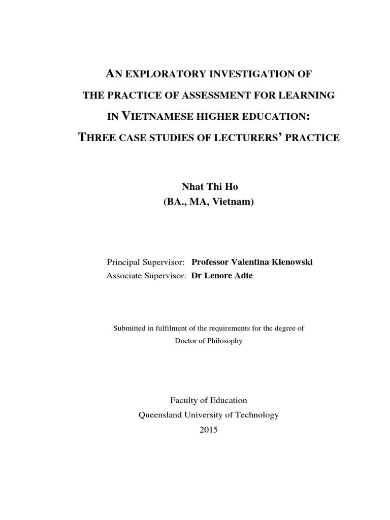 The Practice of Assessment For Learning in Vietnamese Higher Education ...