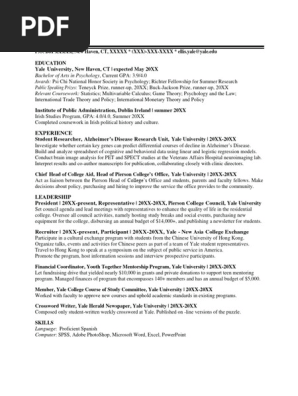 Yale -Resume samples