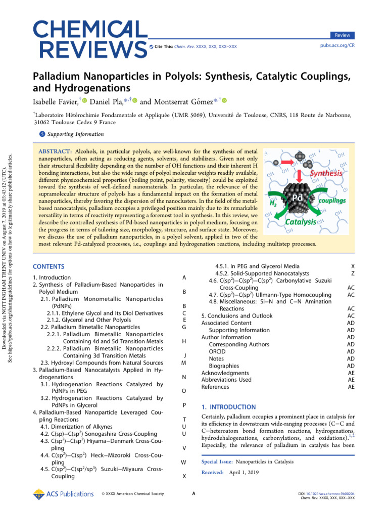 10 1021@acs Chemrev 9b00204 | PDF | Catalysis | Nanoparticle