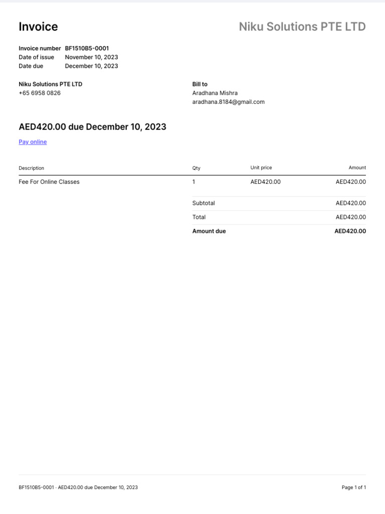Invoice BF1510B5 0001 | PDF