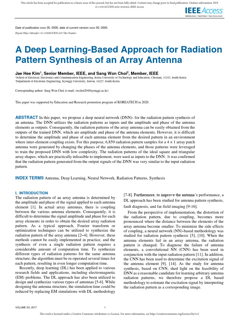 Deep Learning for Antenna Pattern Synthesis | PDF | Antenna (Radio ...