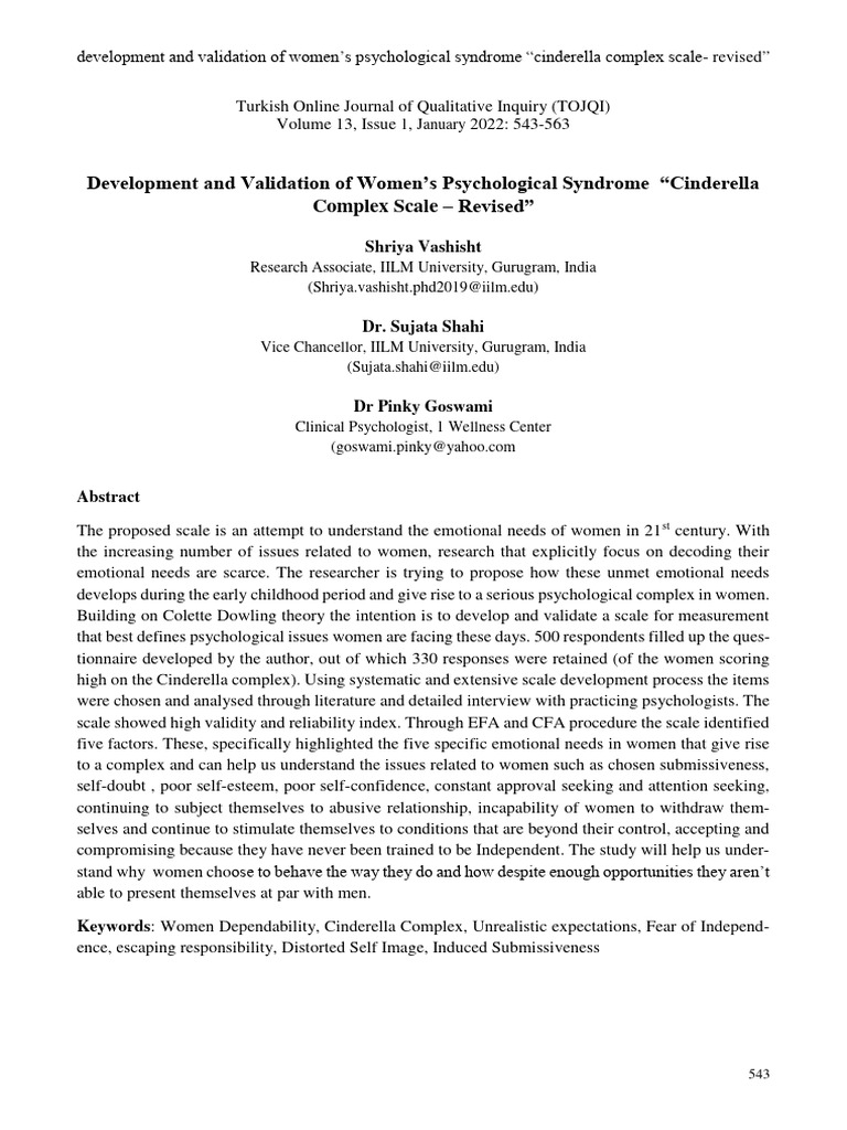 Validating the Cinderella Complex Scale | PDF | Emotions | Factor Analysis