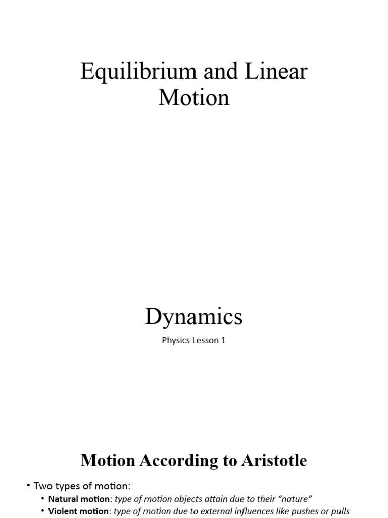 Equilibrium and Linear Motion PDF Force Velocity