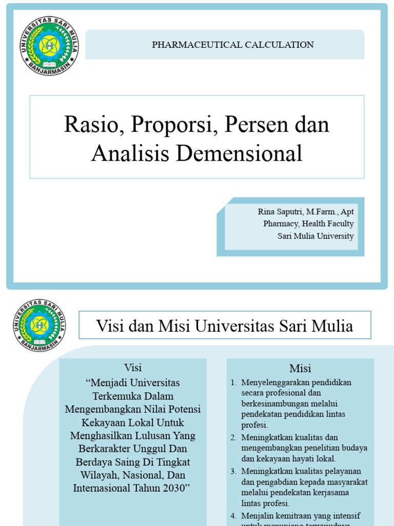 Rasio dan Proporsi dalam Farmasi | PDF