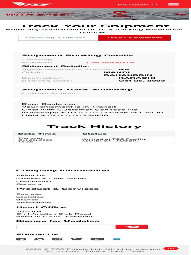 TCS Shipment Tracking Details | PDF | Business
