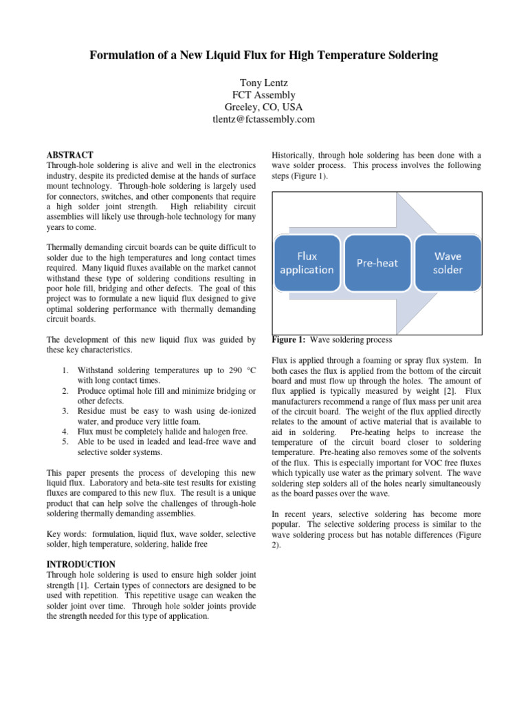 Formulation of A New Liquid Flux For High Temperature Soldering Download Free PDF Soldering