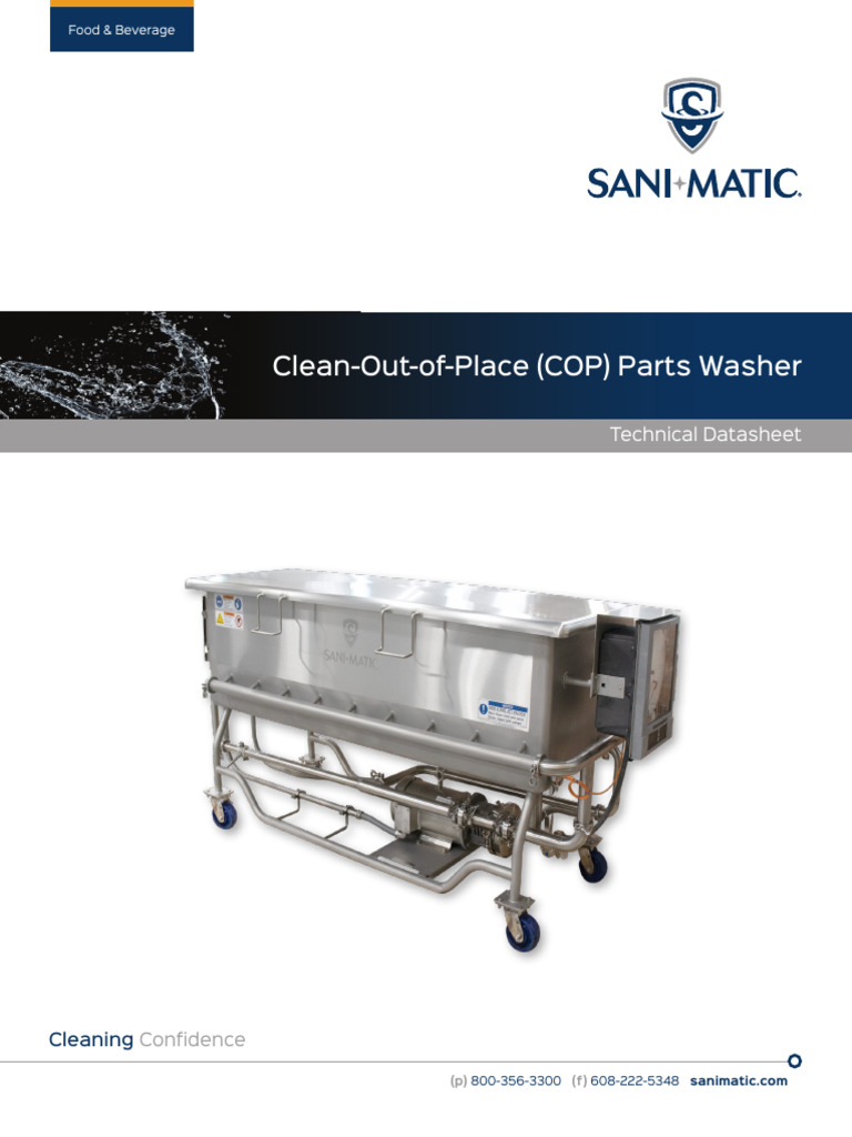 Sani-Matic COP Parts Washer Overview | PDF | Pipe (Fluid Conveyance) | Pump