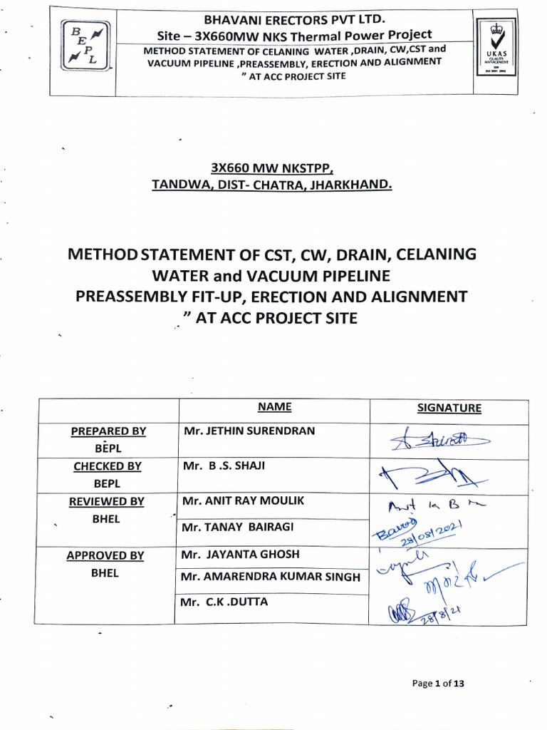 Method Statement for Pipeline Erection | PDF | Crane (Machine) | Pipe ...