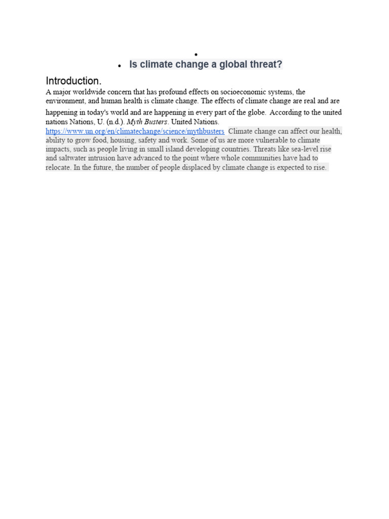 Is Climate Change A Global Threat | PDF | Science & Mathematics