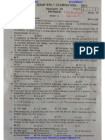 12th Physics EM Quarterly Exam 2023 Original Question Paper With Answer Key Tuticorin District English Medium PDF Download