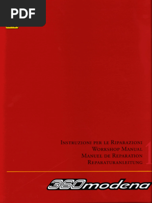 Ferrari 360 Modena Workshop Manual Volume 1 1999 - Multilangue | PDF