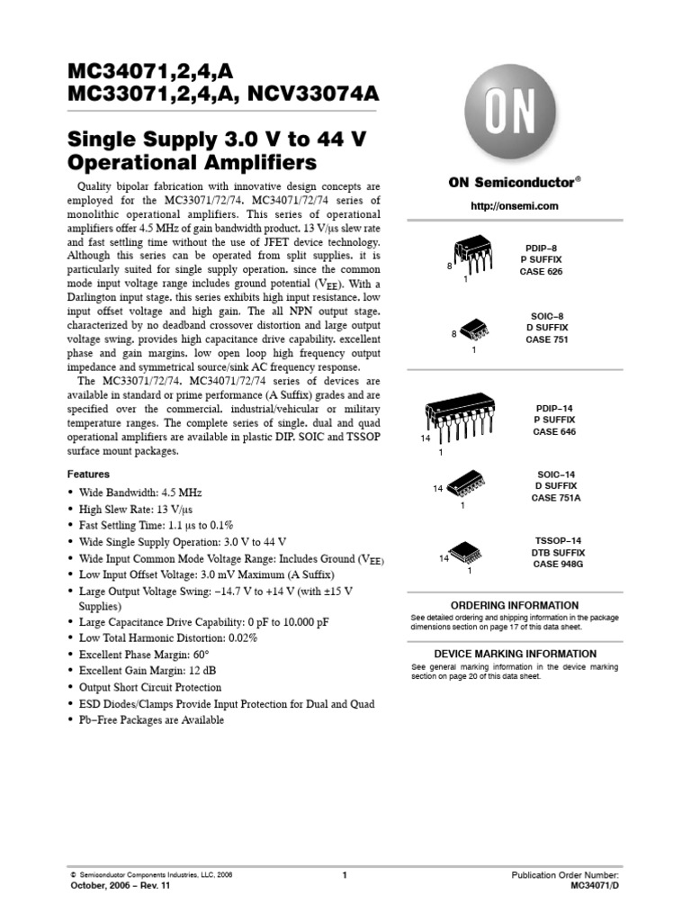 Operacional MC34072 | PDF | Amplifier | Operational Amplifier