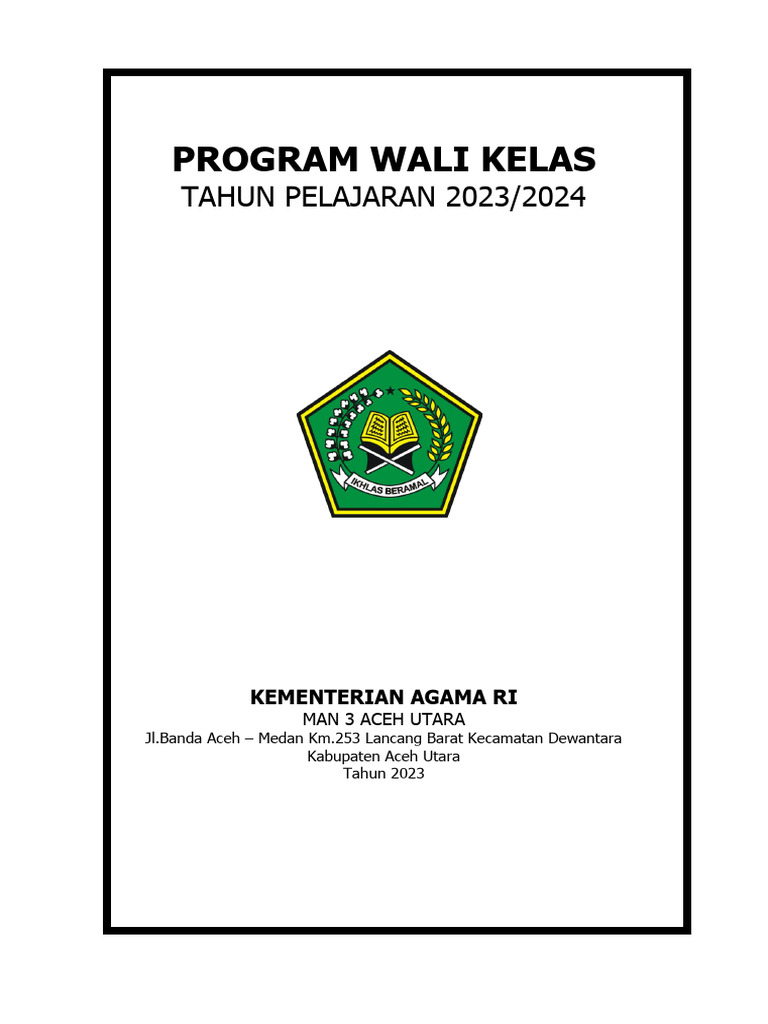Cover Program Wali Kelas | PDF