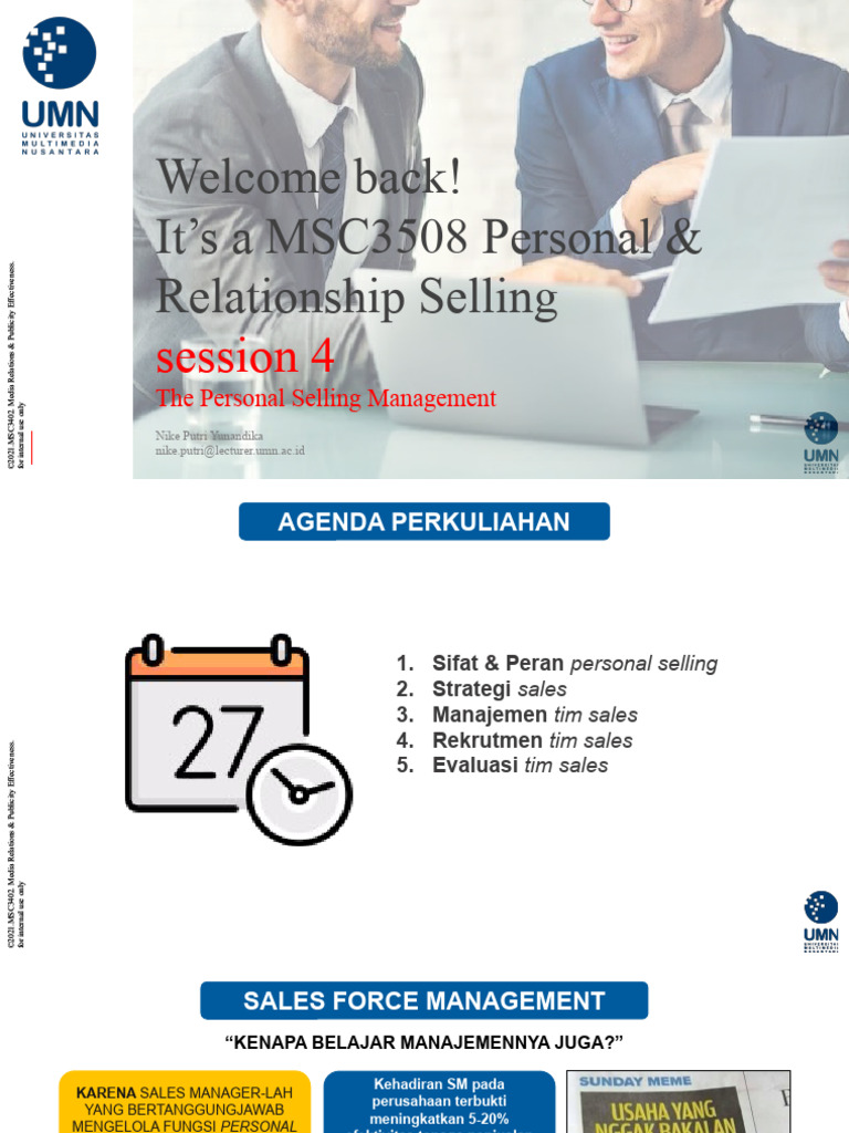 Materi MSC3508 M 04 Personal SellingSales Management | PDF | Sales ...