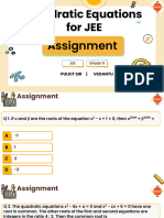 Quadratic Equations - Assignment For JEE