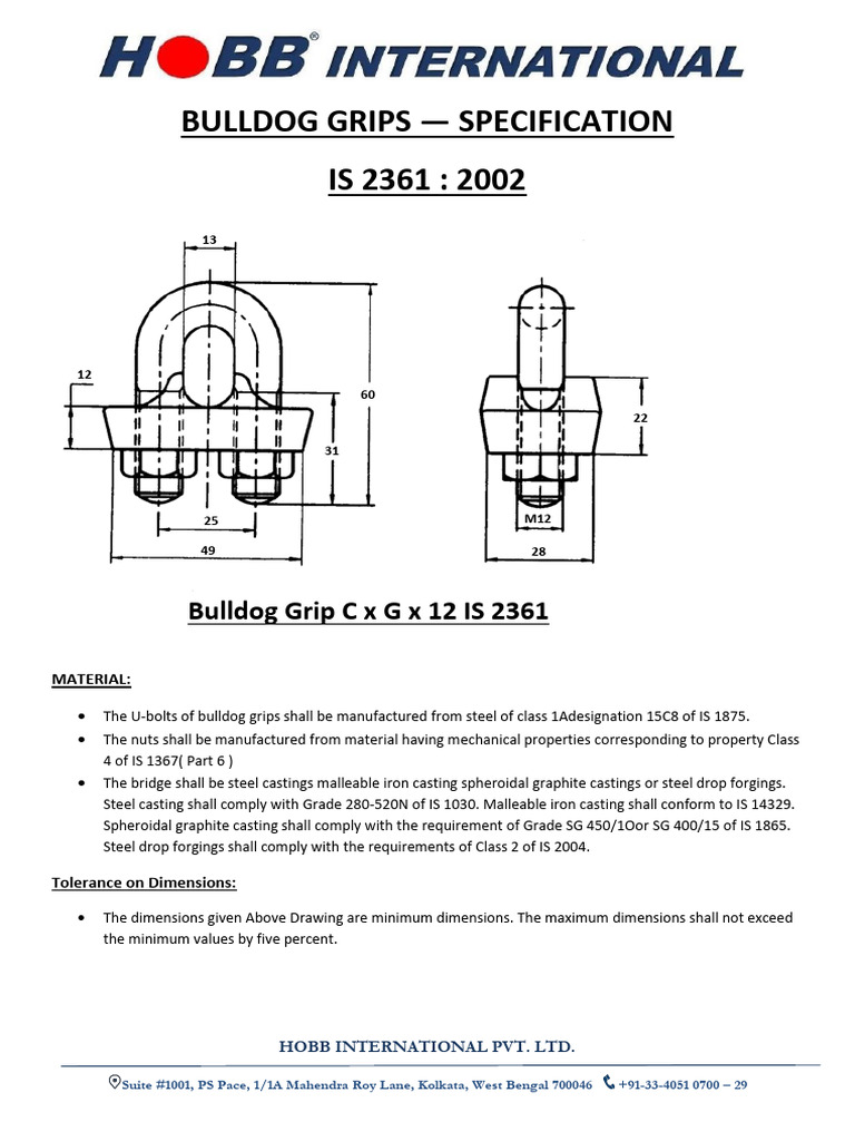 Bull Dog Clamp Specification PDF Screw Steel