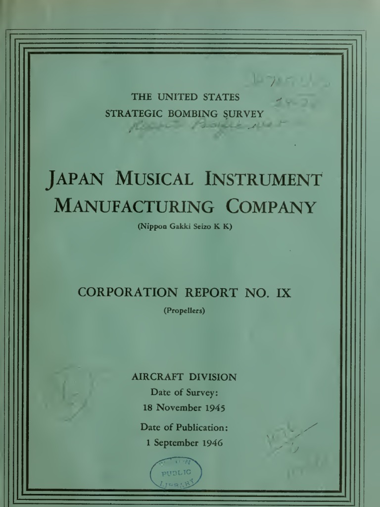 USSBS Report 24, Japanese Musical Instrument Manufacturing Company