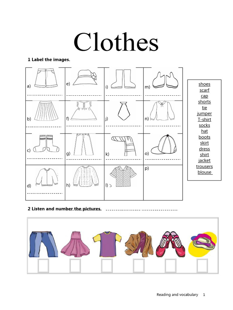 Clothing Vocabulary and Activities Guide | PDF | Sweater | Clothing
