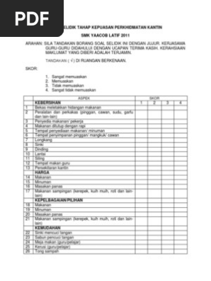 Soal Selidik Tahap Kepuasan An Kantin Pdf