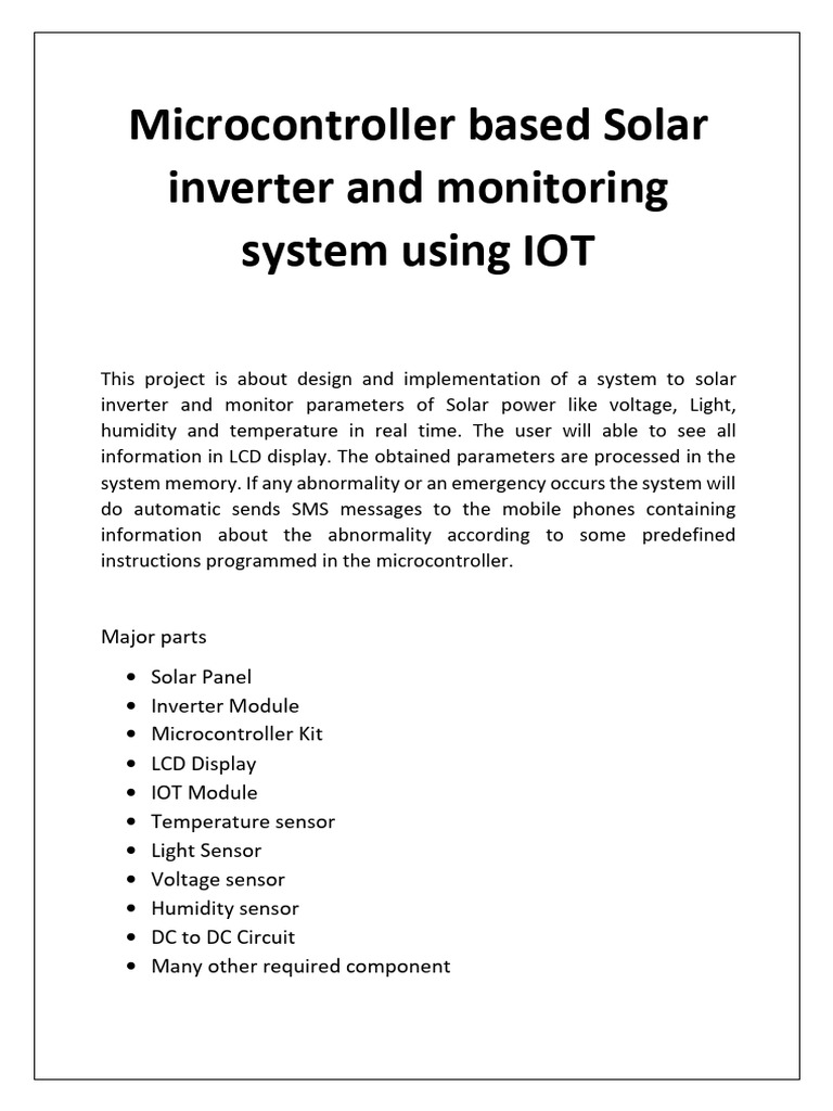 T21 Solar Inverter Using IOT | PDF