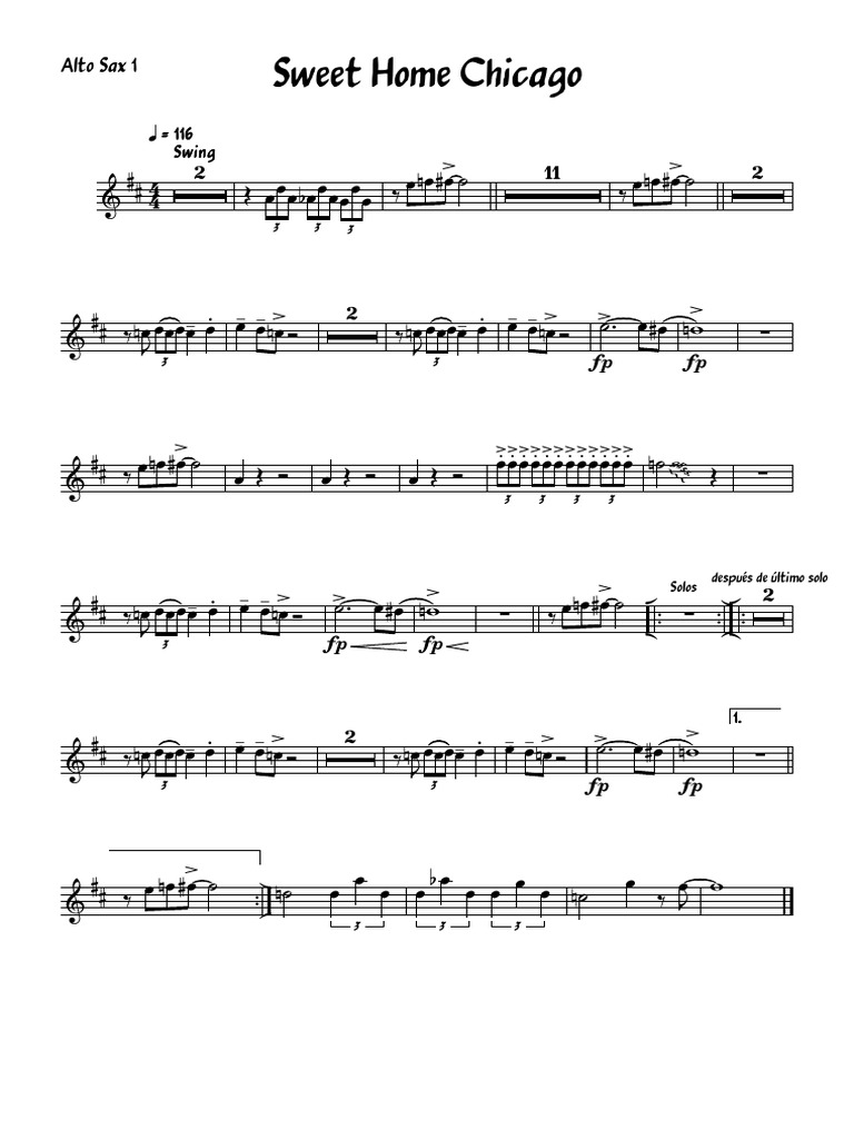 Sweet Home Chicago-Alto Sax 1 | PDF