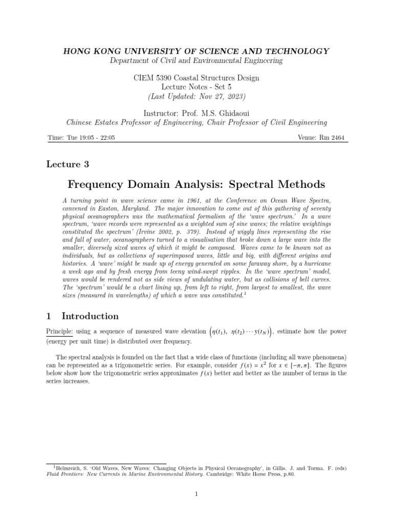 Coastal Structures: Frequency Domain Analysis | PDF | Spectral Density ...