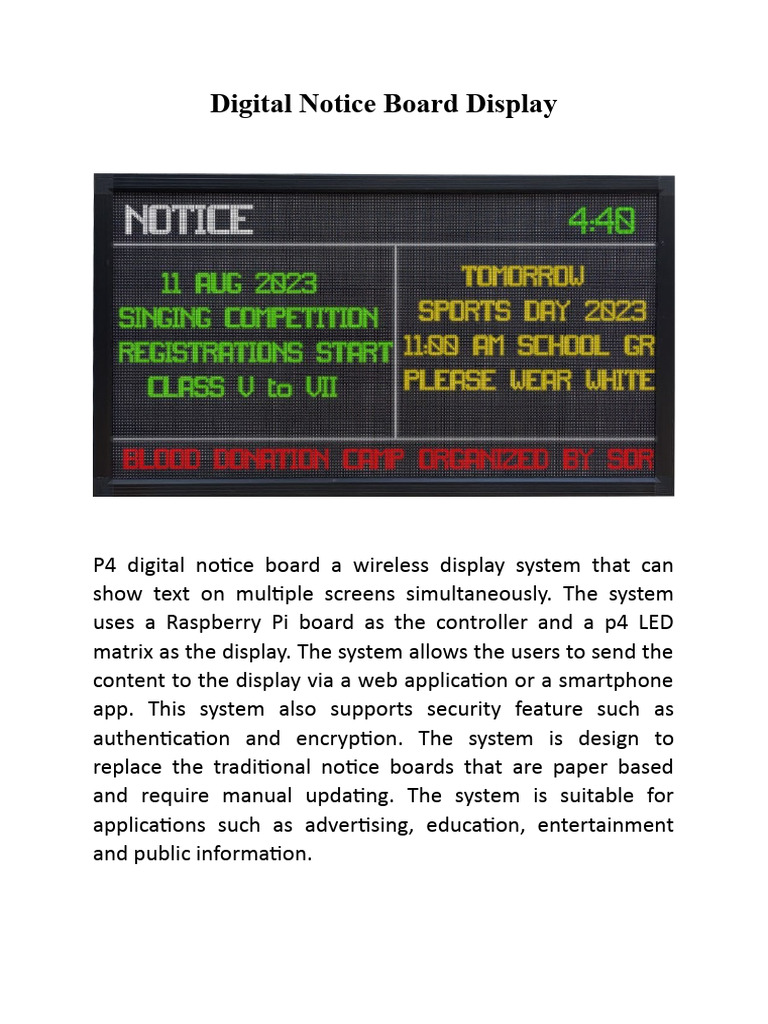Digital Notice Board Display Circuit Diagram