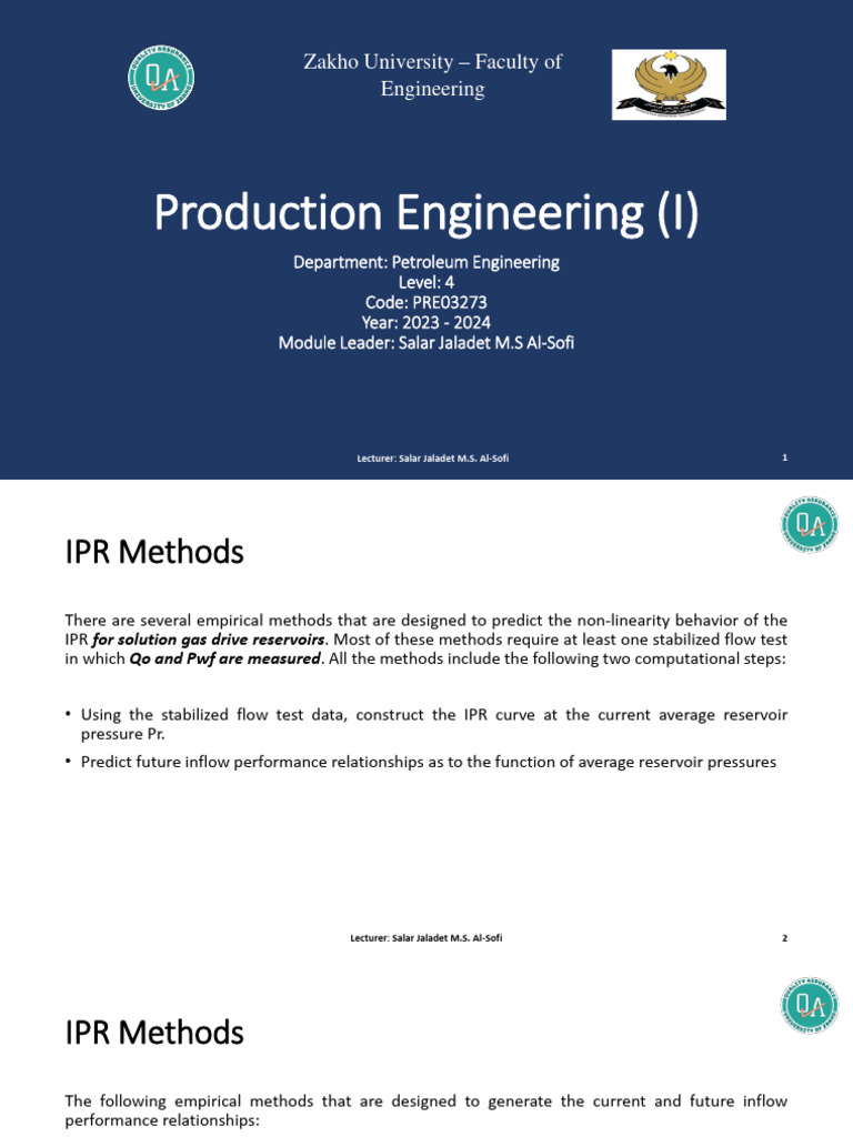 IPR Methods for Oil Reservoirs | PDF | Petroleum Reservoir | Pressure