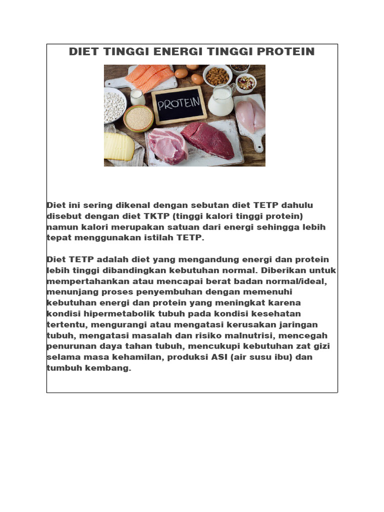 Diet TETP: Panduan Tinggi Protein dan Energi | PDF | Memasak, Makanan ...