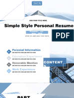Simple Style Personal Resume: Presenter XXX Date 202X