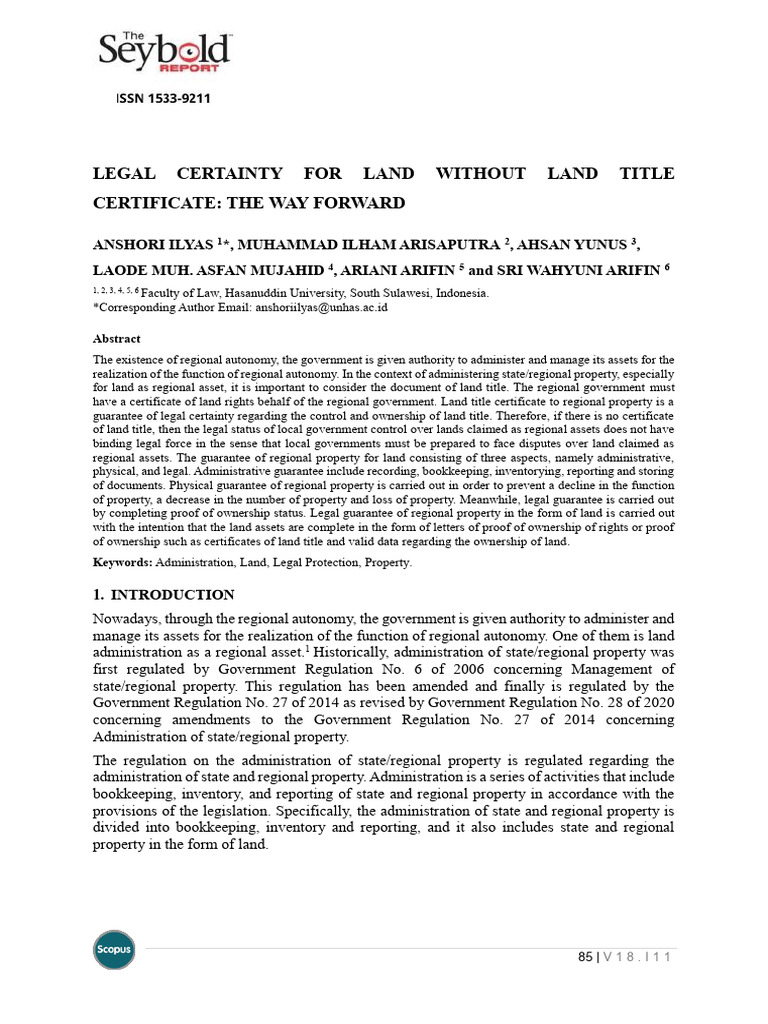 Legal Certainty For Land Without Land Title Certificate The Way