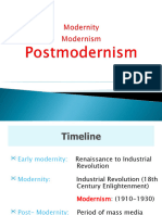 Modernity, Modernism, Postmodernism
