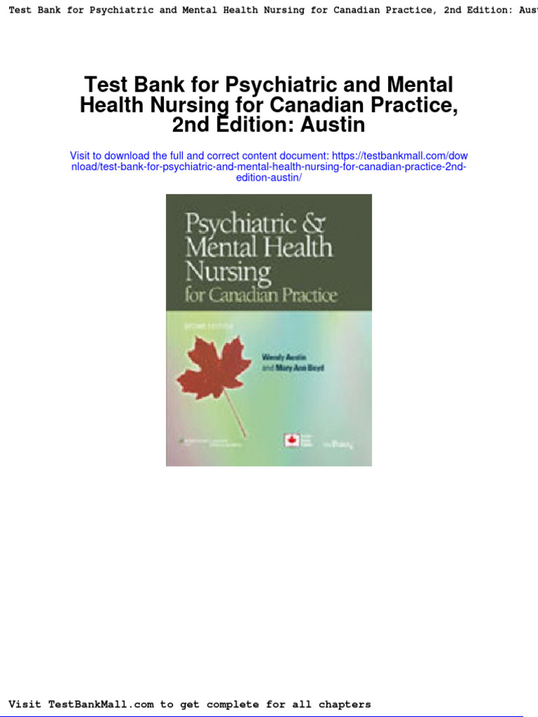 Test Bank For Psychiatric and Mental Health Nursing For Canadian