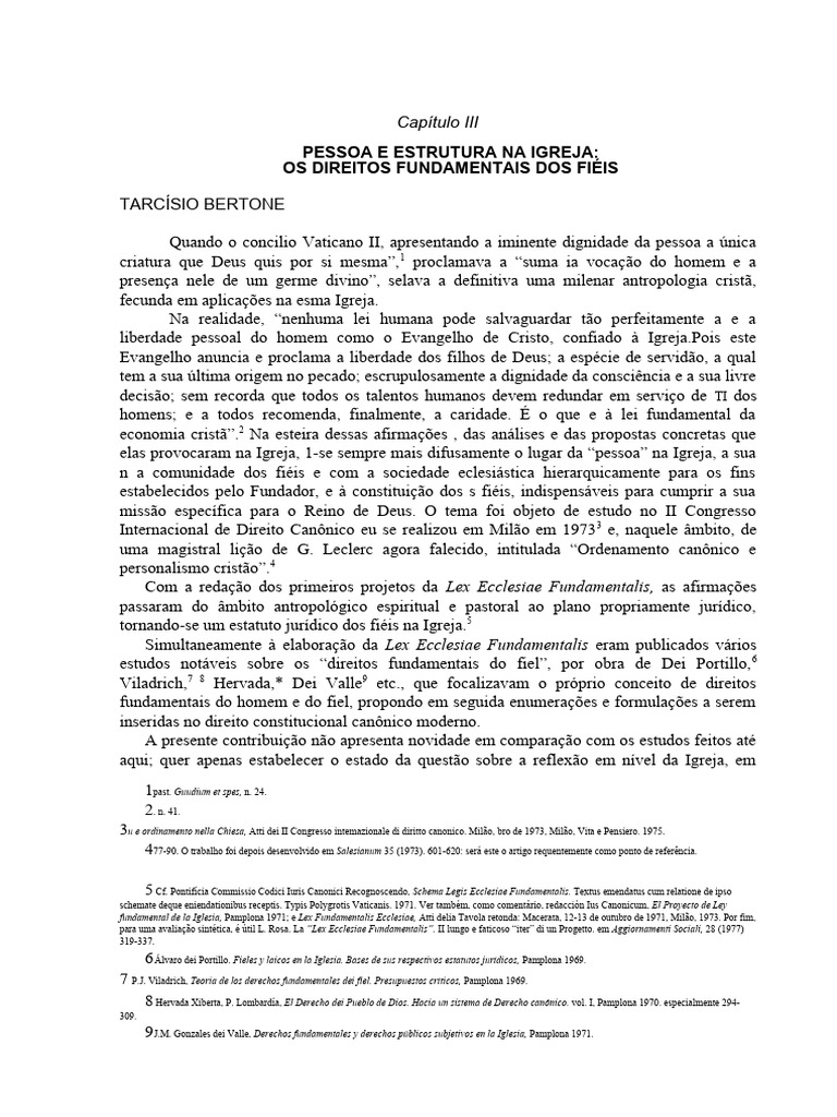Texto Para Trabalho De Direito Canonico Ii Pdf Igreja Católica