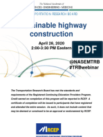 Sustainable Highway Construction: April 28, 2020 2:00-3:30 PM Eastern
