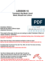 Lesson 15 Tashdeed, Big Madd, Small Madd and Muqata'aat Letters