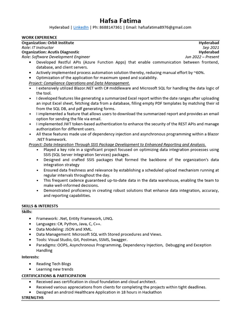 483865-Naukri HafsaFatima3y 0m-1 | PDF | Microsoft Sql Server | Databases