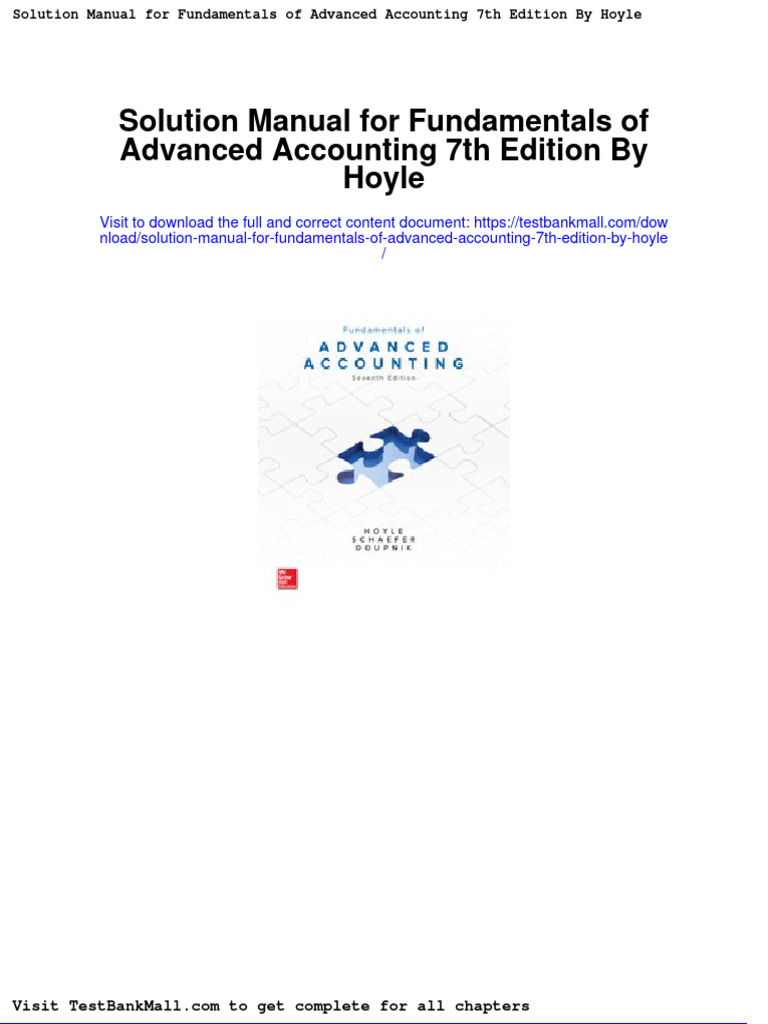 Solution Manual For Fundamentals of Advanced Accounting 7th Edition by