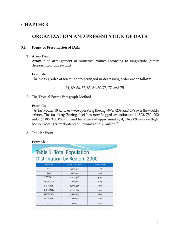 Module 3 (Organization and Presentation of Data) | PDF | Computers