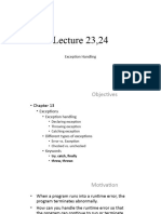 Lecture 23,24 Exception Handling