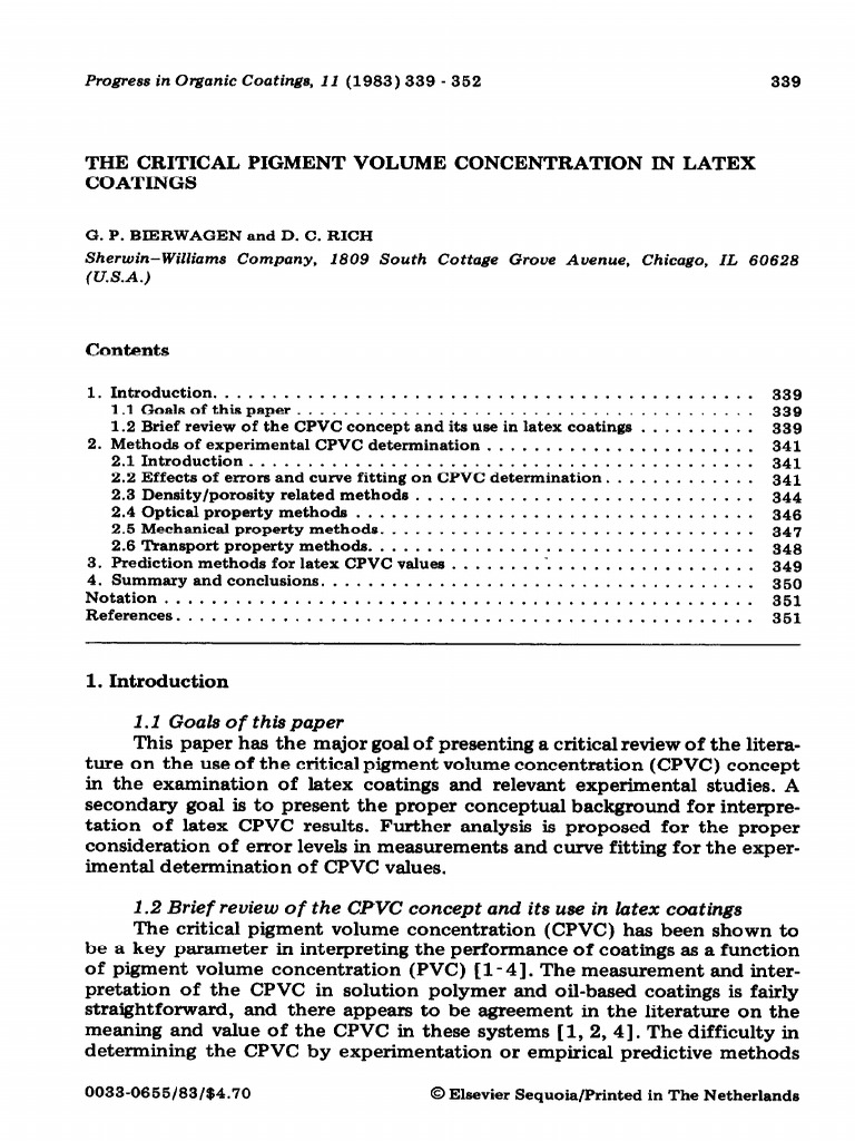 Coek info the critical pigment volume concentration in latex pdf