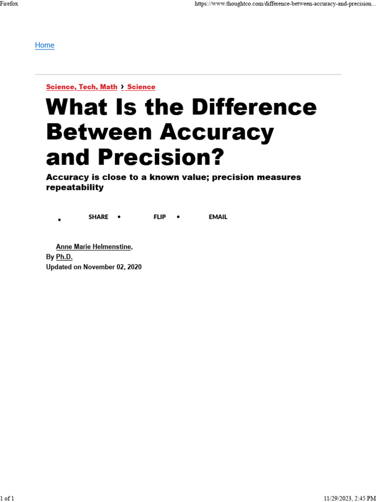 Difference Between Accuracy and Precision 609328 | PDF