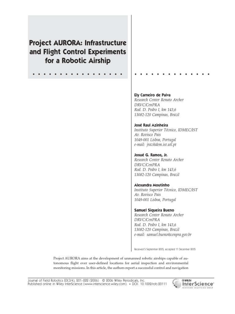 Project Aurora Infrastructure And Flight Pdf Force Simulation