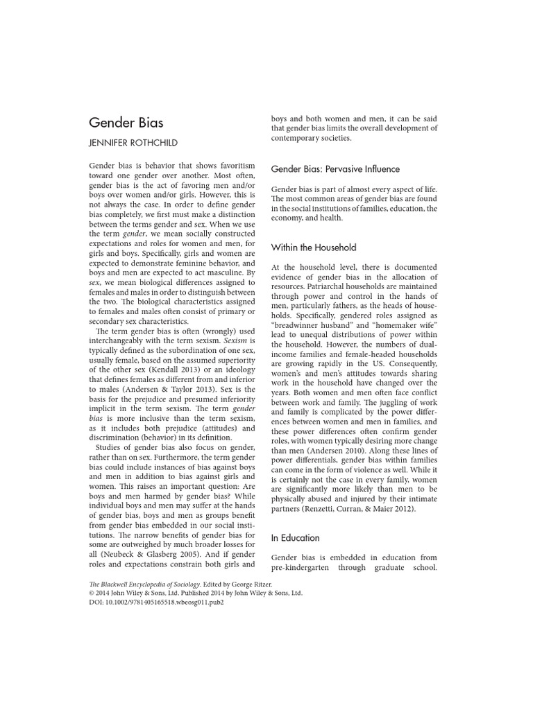 Gender Bias PDF Sexism Gender