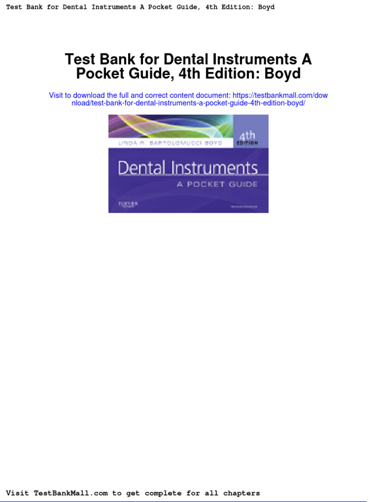 Test Bank For Dental Instruments A Pocket Guide 4th Edition Boyd PDF