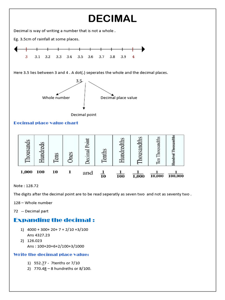 DECIMAL | PDF | Decimal | Numbers