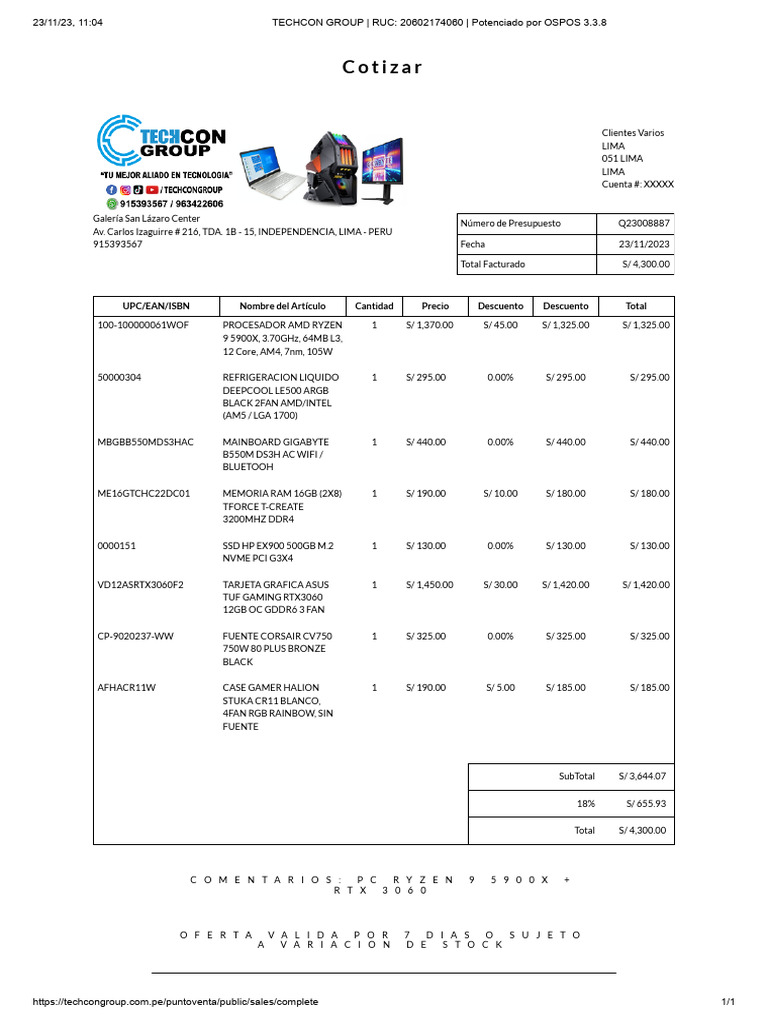 Cotización PC Ryzen 9 y RTX 3060 | PDF | Hardware de la computadora ...